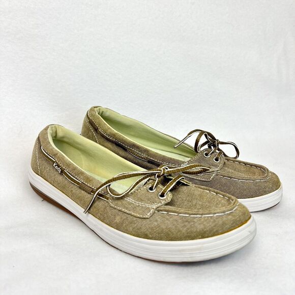 Keds Ortholite Slip-On Glimmer Khaki Boat Shoes Loafers Sz 6M Nautical - Picture 2 of 16